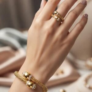 Golden Ring And Bracelet Set